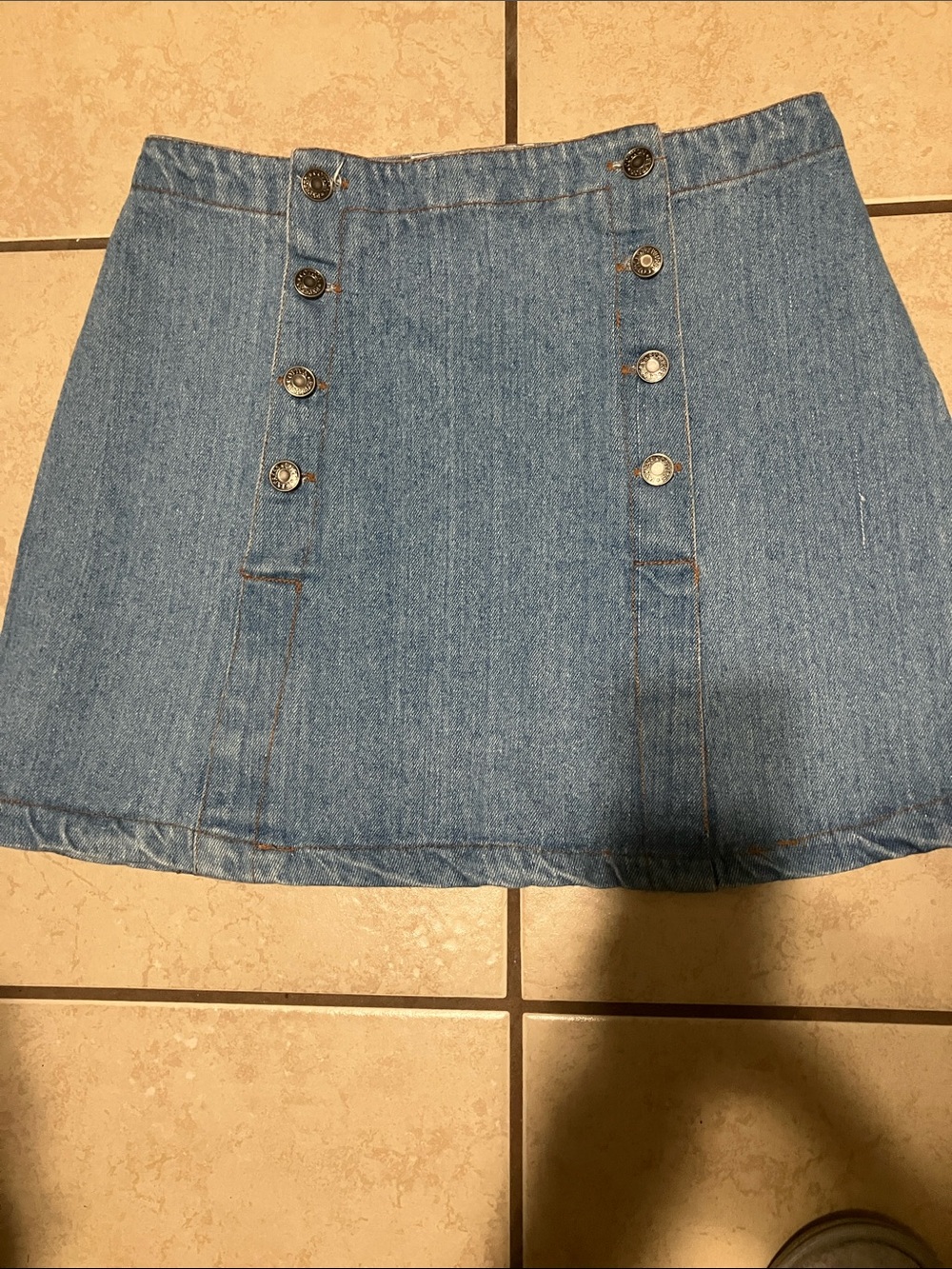 Cotton Express Light Blue Denim Button-Front Mini Skirt